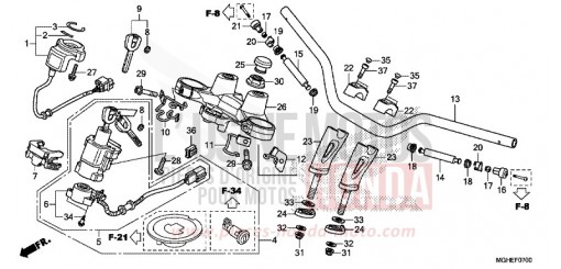HANDLE PIPE/TOP BRIDGE VFR1200XDE de 2014